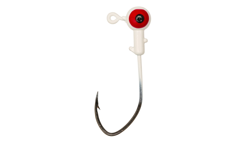 Eagle Claw Ball Head Jig Pro V Hook, White, 1/16oz, 10 per Pack, PFPV116-1