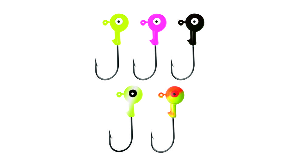 Eagle Claw Ballhead Jig Assortment,Chartreuse/White,Black,Chartreuse/Orange,Pink,Chartreuse,Black Hook,Size 1/8 JB18ASST