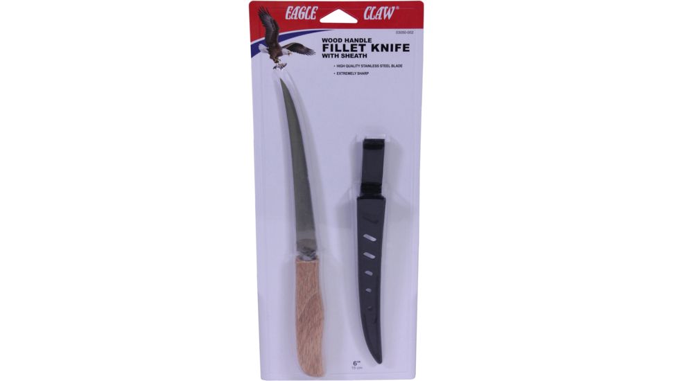 Eagle Claw Fillet Knife,6in Blade,Wood Handle 03050-002
