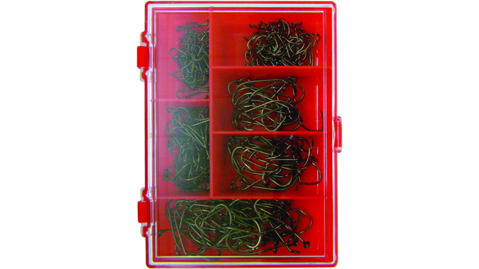 Eagle Claw Hook Assortment, Bait Holder, Bronze, Size 1/2/4/6/8, 211 per Pack, BAITHASST1