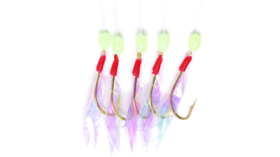 Eagle Claw Lazer Sharp Bait Rig, Urethane Flash Wings, Five Size 8 Gold Hooks, 19in Line, 3 Pack, L946-3PK-8