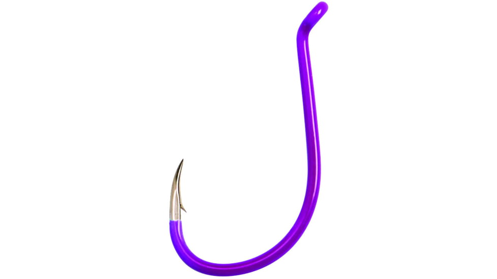 Eagle Claw Lazer Sharp Painted Octopus Hook, Needle Point, Long Shank, Offset, Up Eye, Purple, Size 4, 25 per Pack, L2PUUH-4