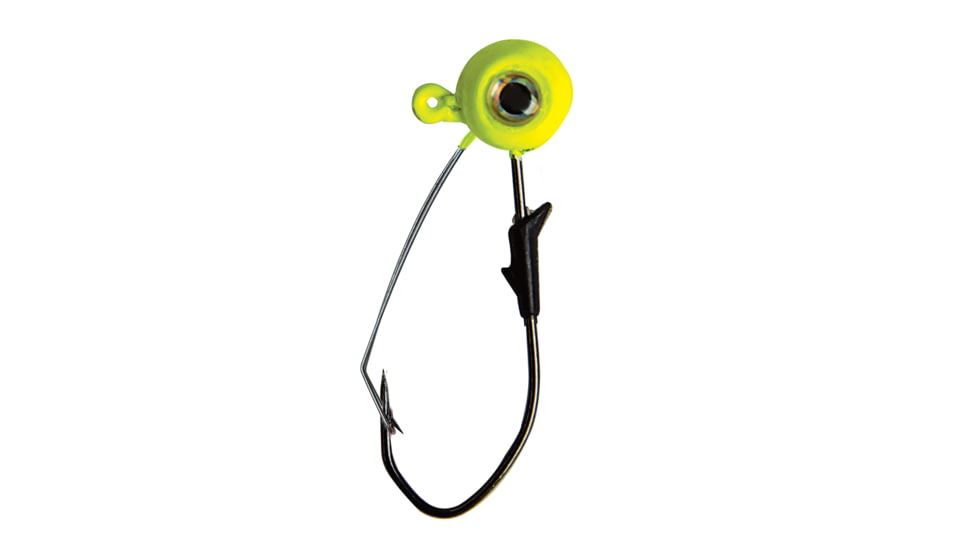 Eagle Claw Lazer Sharp Pro-V Weedless Eagle Eye Jig, 3/0 Hook, Chartreuse, 1/4oz, 5 per Pack, LEEJW14-3