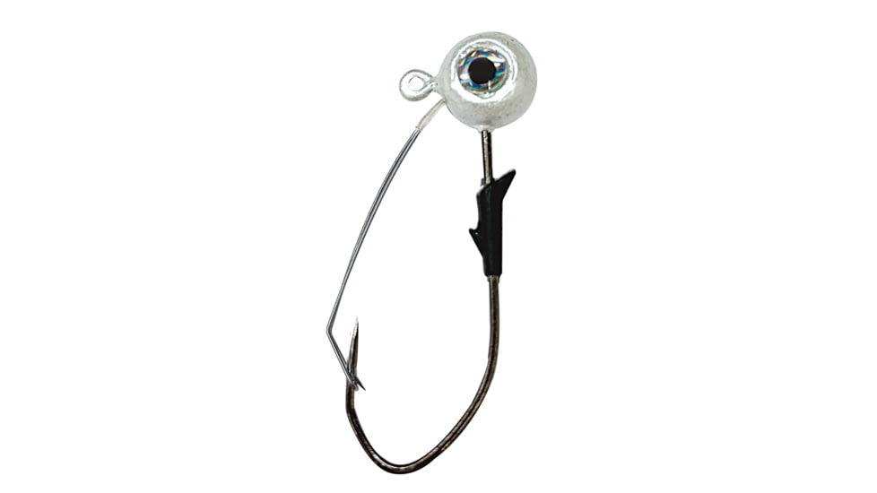 Eagle Claw Lazer Sharp Pro-V Weedless Eagle Eye Jig, 3/0 Hook, Pearl/ White, 1/4oz, 5 per Pack, LEEJW14-1