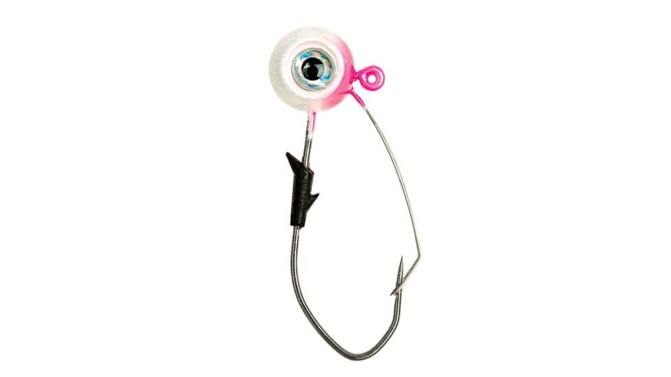 Eagle Claw Lazer Sharp Pro-V Weedless Eagle Eye Jig, 3/0 Hook, Pink/ White, 1/4oz, 5 per Pack, LEEJW14-17
