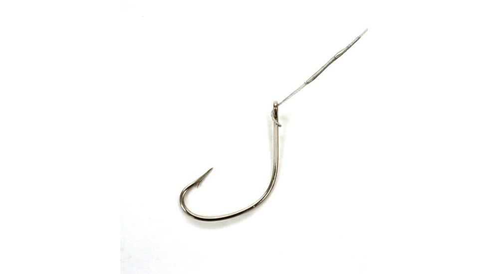 Eagle Claw Nylawire Kahle Snelled Hook,Offset,105in,Nickel 424NWH-1/0