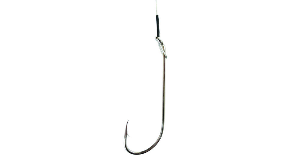 Eagle Claw Nylawire Snelled Hook,OShaughnessy,Offset,Down Eye,Plain Shank,Medium Wire,Nickel,10.5in 422NWH-2/0