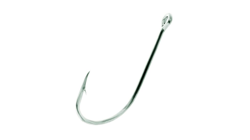 Eagle Claw Plain Shank Hook,Offset,Ringed Eye,Stainless Steel,50-Box Hooks 090SSF-5/0