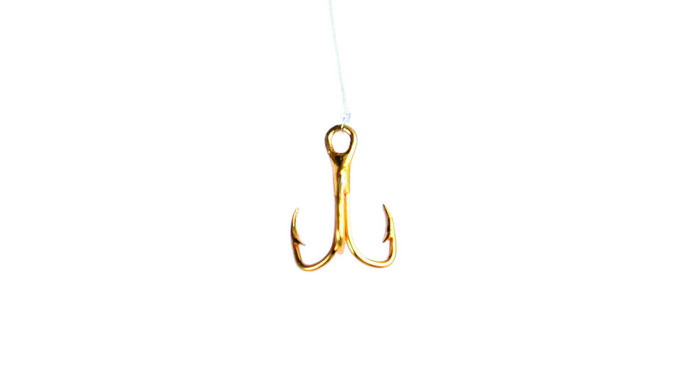 Eagle Claw Snelled Treble Hook,Non-Offset,Straight Point,Regular Shank,Mono,18in,Gold 673H-12