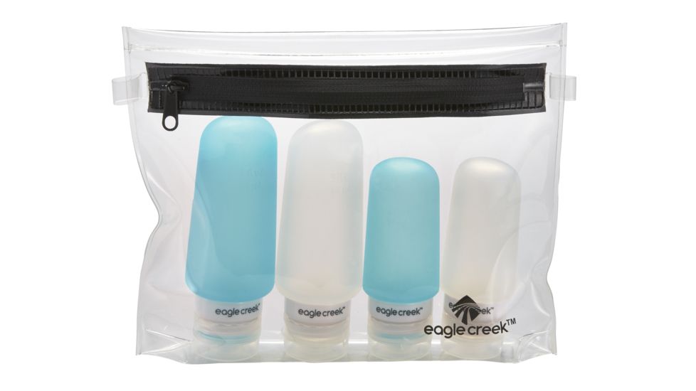 Eagle Creek Silicone Bottle Set, Clear/Aqua, EC041262147