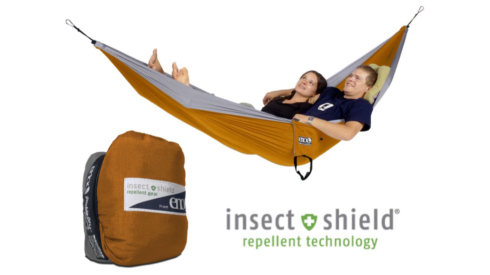 Double Nest Hammock w/ Insect Shield-Orange/Grey