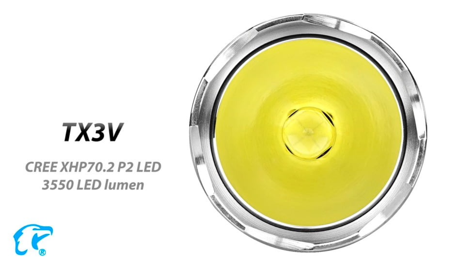 EAGTAC TX3V XHP70.2 Flashlight, 21700 5000mAh li-ion, NW LED, 3317 Lumen, Black, TX3V-XHP702-NW