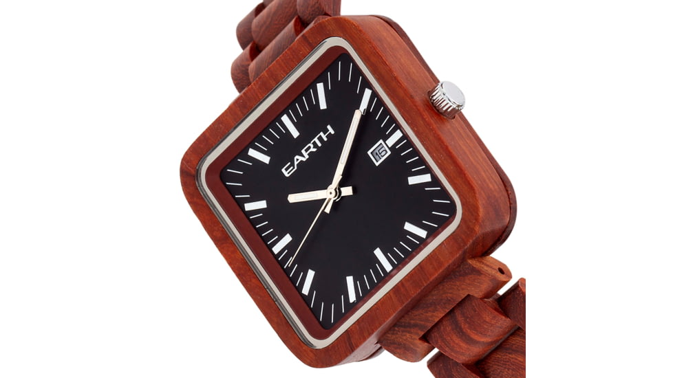 Earth Wood Berkshire Bracelet Watch w/Date, Red, One Size, ETHEW5703