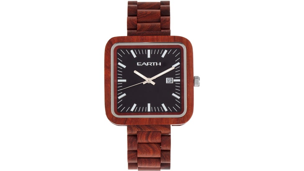 Earth Wood Berkshire Bracelet Watch w/Date, Red, One Size, ETHEW5703
