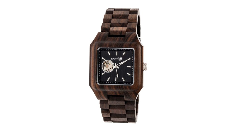 Earth Wood Black Rock Automatic Bracelet Watch, Dark Brown/Dark Brown ETHEW4402