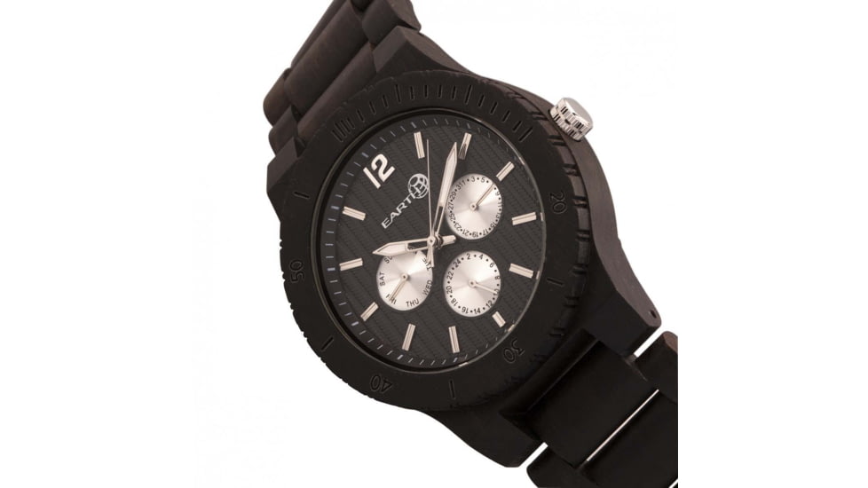 Earth Wood Bonsai Bracelet Watch w/Day/Date, Dark Brown, One Size, ETHEW5302