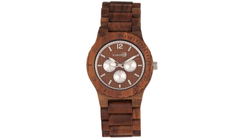 Earth Wood Bonsai Bracelet Watch w/Day/Date, Olive, One Size, ETHEW5304