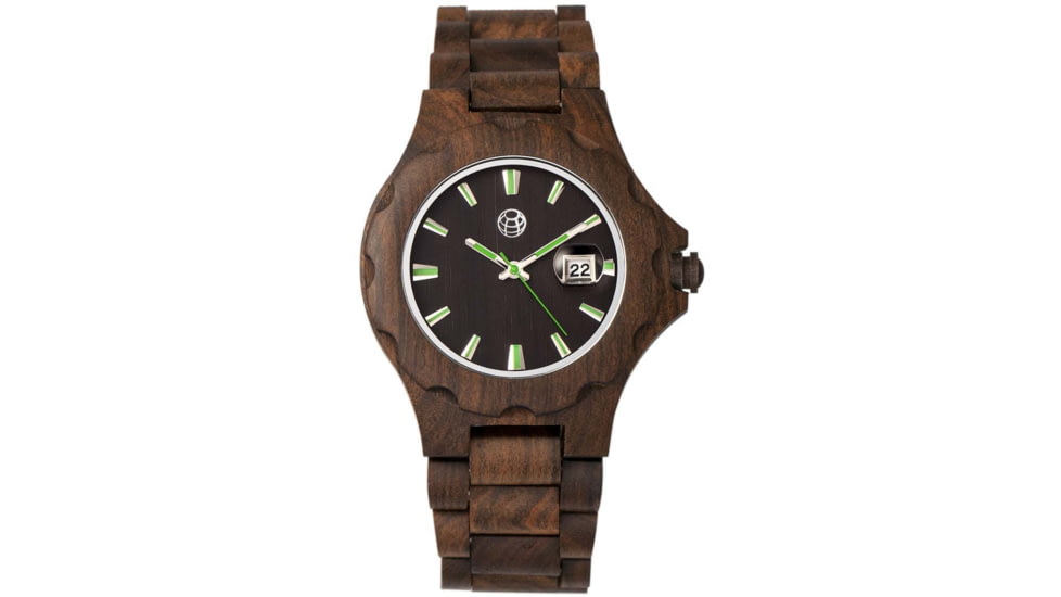 Earth Wood Gila Bracelet Watch w/Magnified Date, Dark Brown, One Size, ETHEW3302