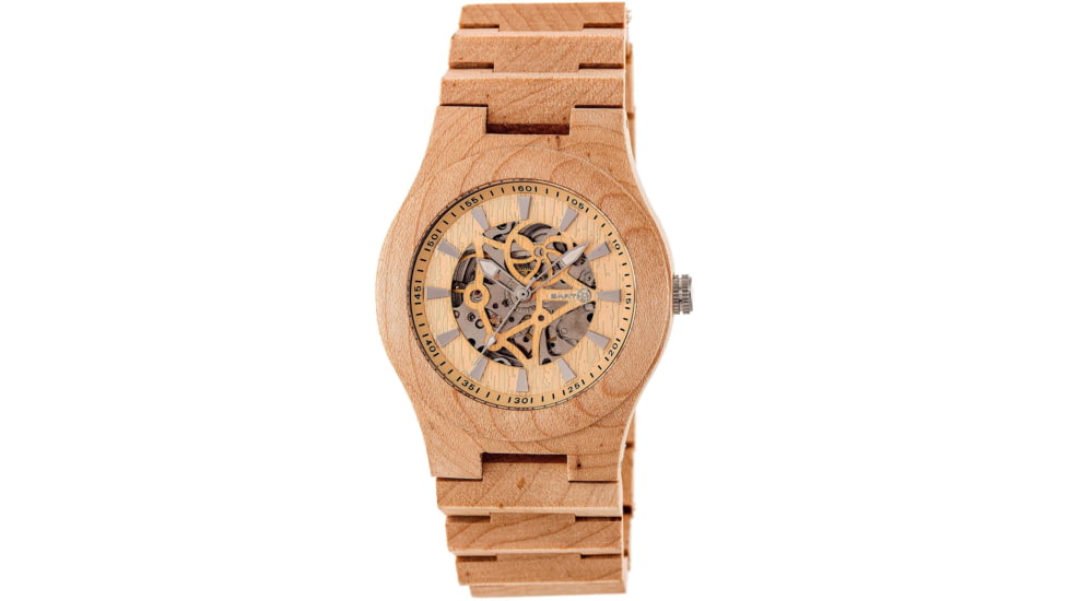 Earth Wood Gobi Automatic Skeleton Bracelet Watch, Khaki/Tan, One Size, ETHEW4301