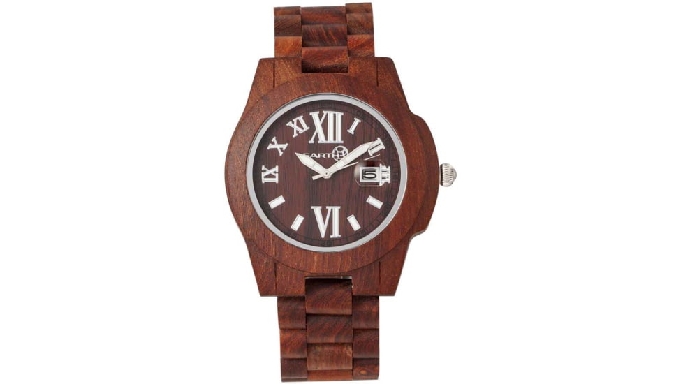 Earth Wood Heartwood Bracelet Watch w/Date, Red, One Size, ETHEW1503