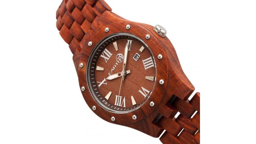 Earth Wood Inyo Bracelet Watch w/Date, Red, One Size, ETHEW3203