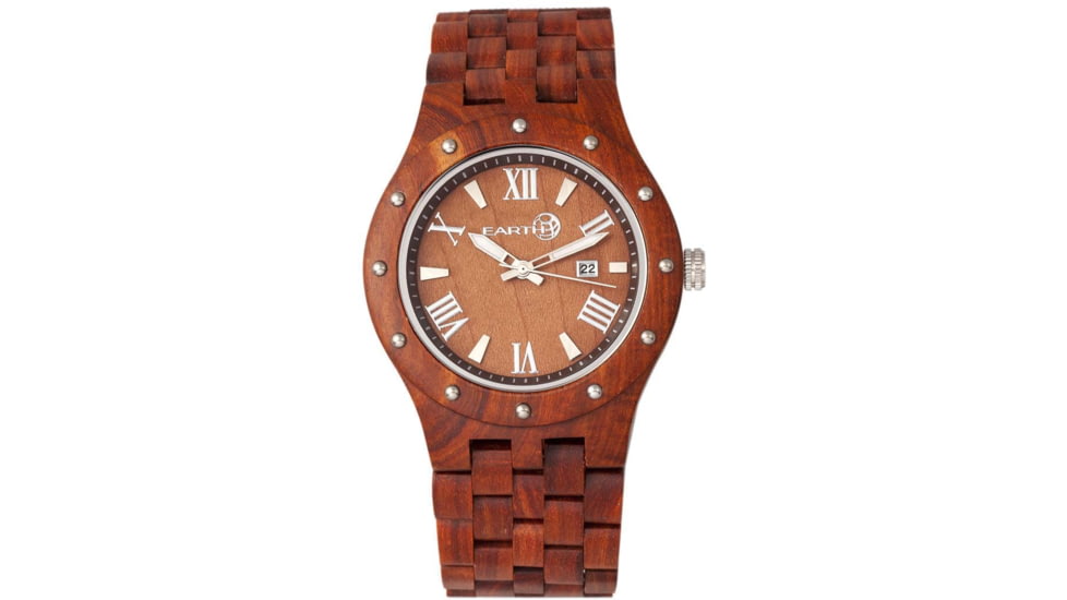 Earth Wood Inyo Bracelet Watch w/Date, Red, One Size, ETHEW3203