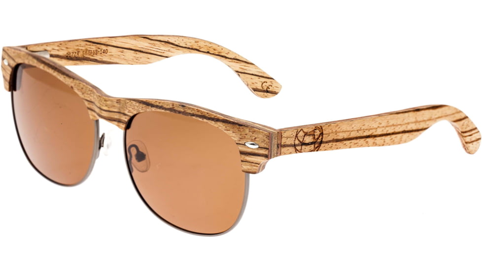 Earth Wood Moonstone Sunglasses, Zebra Frame, Brown Lens, Polarized, One Size, ESG017ZR