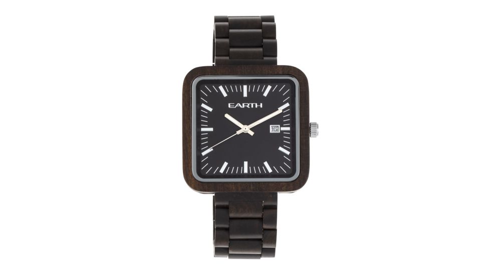 Earth Wood Berkshire Bracelet Watch w/Date, Dark Brown, One Size, ETHEW5702