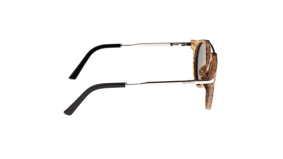 Earth Wood Petani Sunglass w/Polarized Lenses, Zebra/Silver, One Size, ESG034ZW
