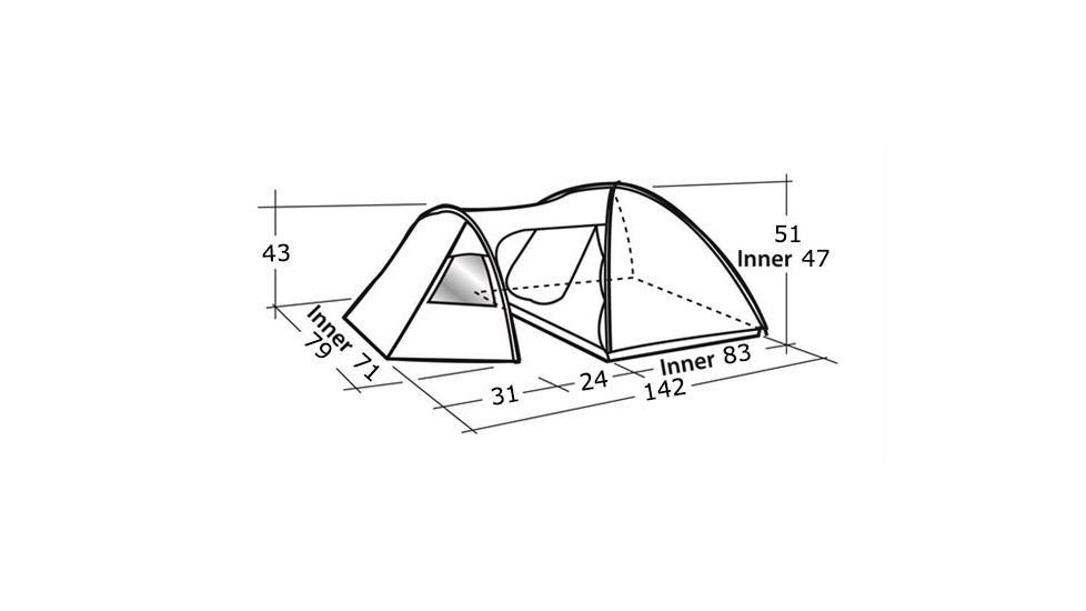 Easy Camp 3 Person Eclipse 300 Tent, Orange / Gold, 120186