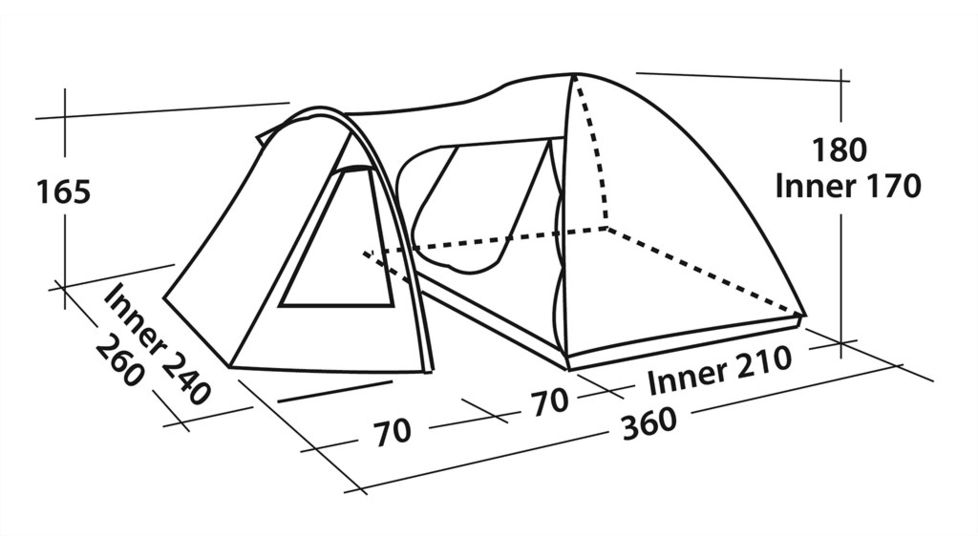 Easy Camp 4-Person Corona 400 Dome Tent, Light/Dark Blue, 5709388077974