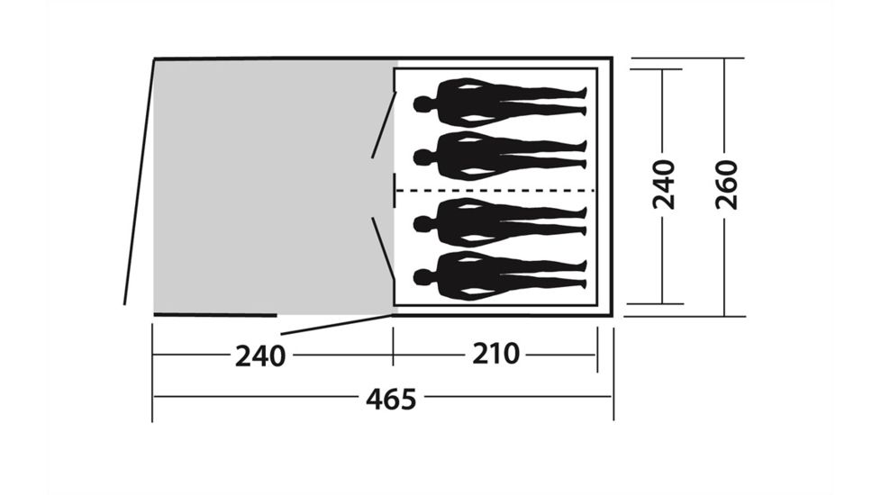 Easy Camp 4-Person Galaxy 400 Tunnel Tent, 2 Rooms, Light/Dark Blue, 5709388076533