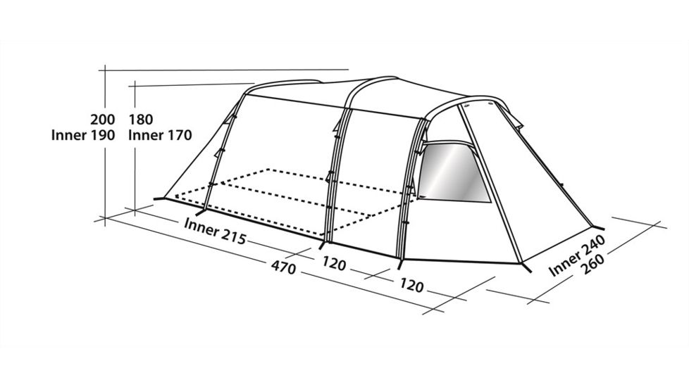 Easy Camp Huntsville 400 Tunnel Tent - 4 Person, 3 Rooms, Light/Dark Blue 120265