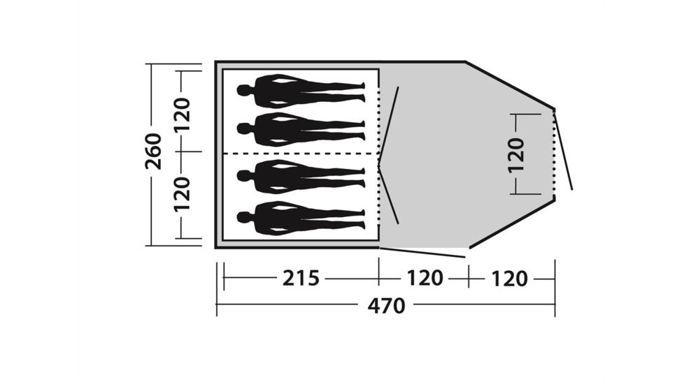 Easy Camp Huntsville 400 Tunnel Tent - 4 Person, 3 Rooms, Light/Dark Blue 120265