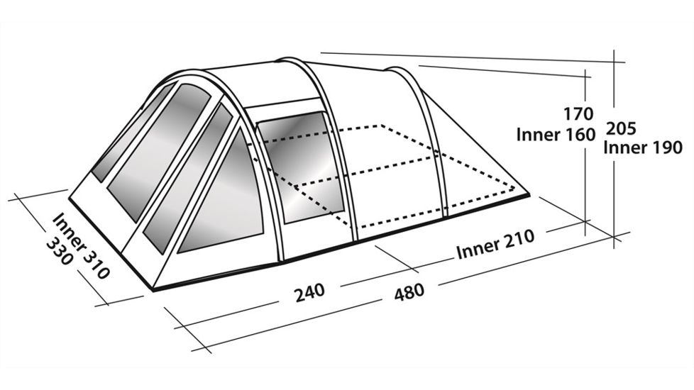 Easy Camp Tempest 500 Inflatable Tunnel - 5 Person, 3 Rooms, Light/Dark Blue 120255