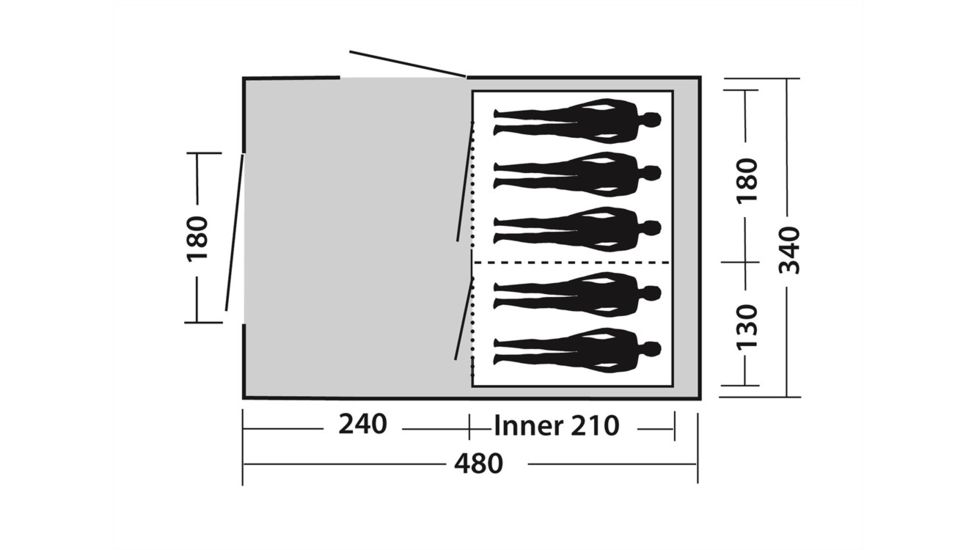 Easy Camp Tempest 500 Inflatable Tunnel - 5 Person, 3 Rooms, Light/Dark Blue 120255