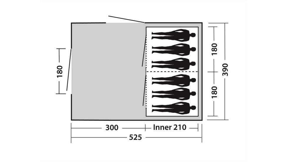 Easy Camp Tempest 600 Inflatable Tunnel - 6 Person, 3 Rooms, Light/Dark Blue 120256