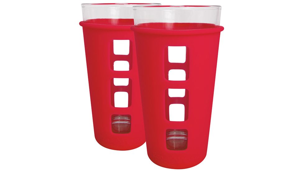 Eco Vessel 2 pc. Vibe Glass Pint w/Silicone Sleeve Red 16oz 9005557