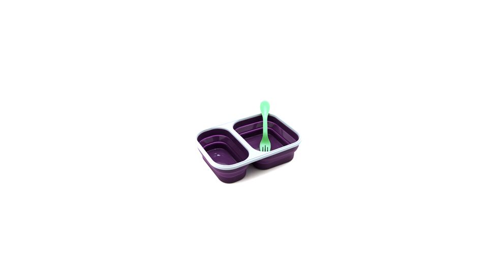 Eco Vessel Collapsible Silicone Double Compartment Lunchbox, Purple, SB2-P