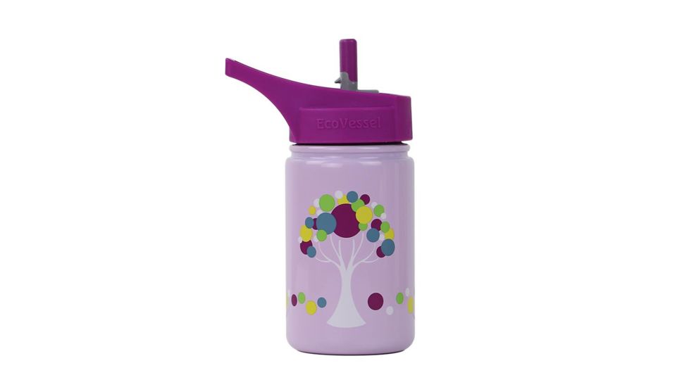 Eco Vessel Scout Stainless Steel Bottle - Kids-Pink w/ Tree-13 oz