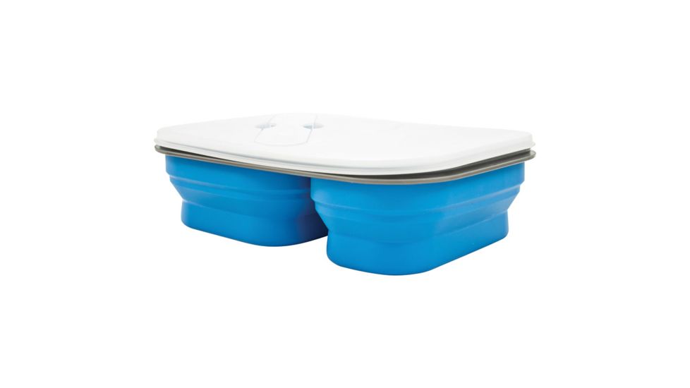 Eco Vessel Collapsible Silicone Double Compartment Lunchbox, 2 Cmpt, Grn, SB2-G