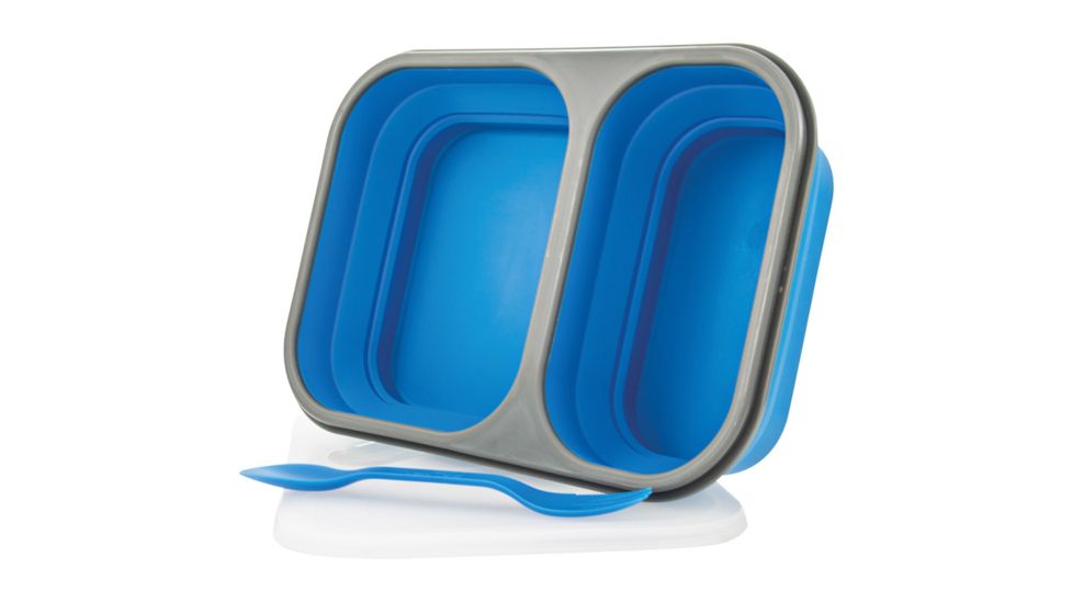 Eco Vessel Collapsible Silicone Double Compartment Lunchbox, 2 Cmpt, Grn, SB2-G