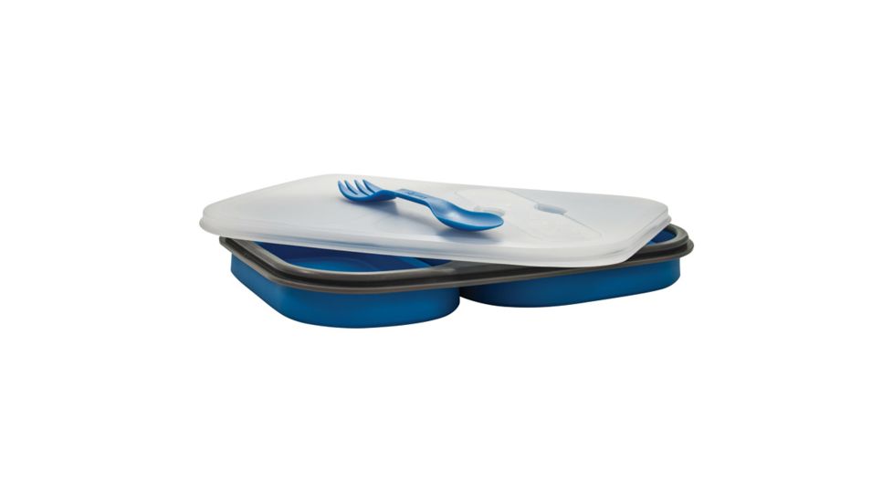 Eco Vessel Collapsible Silicone Double Compartment Lunchbox, 2 Cmpt, Grn, SB2-G