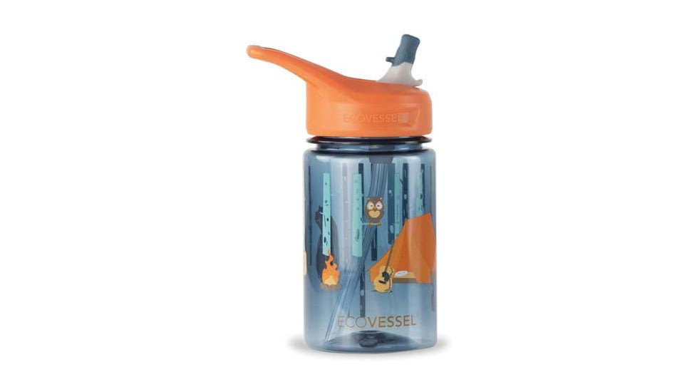 Eco Vessel Splash Single Wall Tritan Plastic Bottle w/Straw Top, Camping, 12oz, SPLS12CA