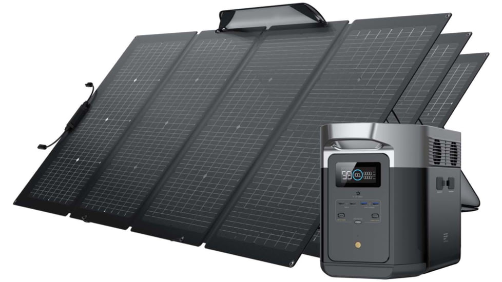 EcoFlow DELTA Max 1600 w/3 Solar Panel, 220W, Black, TMR311-3MS430-US