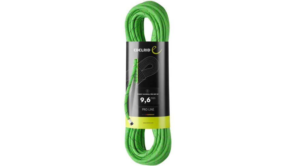 Edelrid 9.6mm Tommy Caldwell Pro Dry DuoTec Climbing Rope, Neon Green, 70m, 712710704990