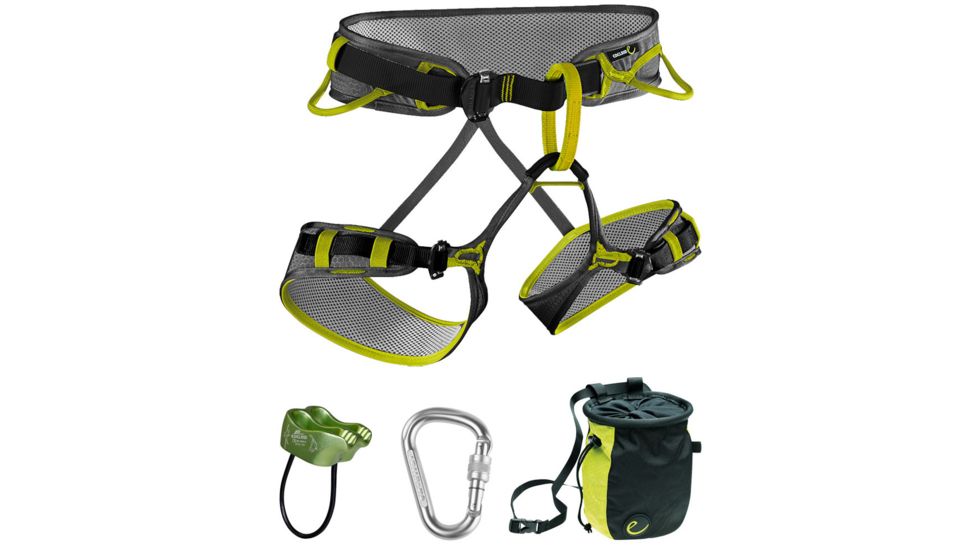 Edelrid Zack Harness Starter Set Package-Slate/Oasis-Large