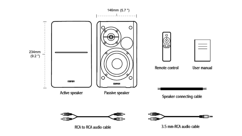 Edifier R1280Ts Powered Bookshelf Speaker, Brown, 4004957