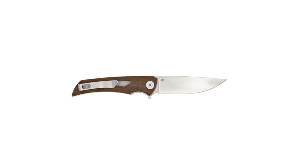 EIKONIC Knife Company Aperture Folding Knife, 3.14in, D2 Steel w/Rockwell Hardness of 59-60, Micarta Handle, Satin/Brown, 551SBR