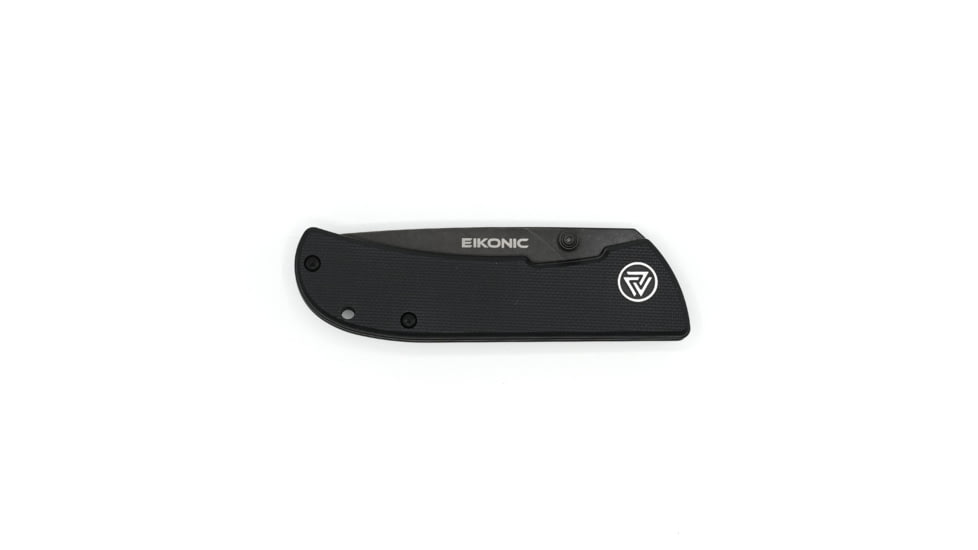 EIKONIC Knife Company Fairwind Folding Knife, 2.72in, D2 Steel w/ Rockwell Hardness of 59-60, G10 Handle, Black/Black Serrated, 220BBS